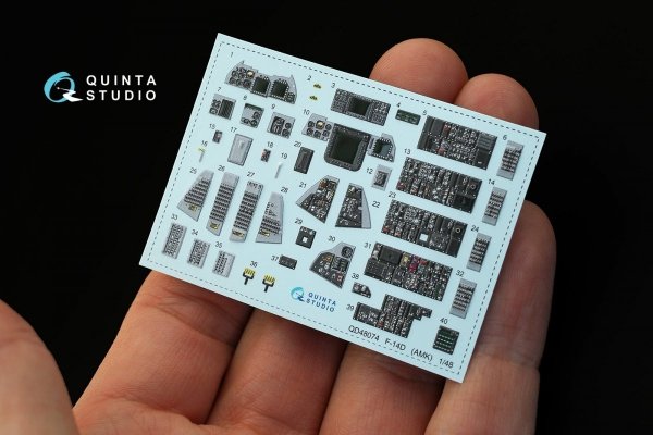 Quinta Studio QD48074 F-14D 3D-Printed &amp; coloured Interior on decal paper (for AMK kit) 1/48