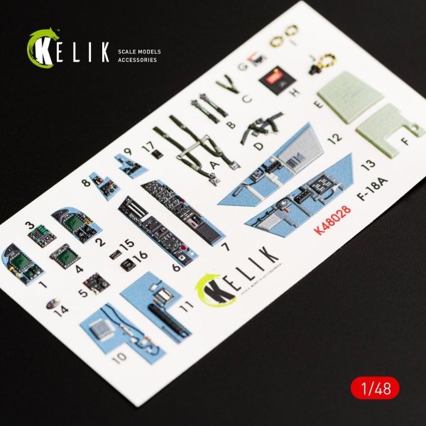 KELIK K48028 F/A-18A &quot;HORNET&quot; INTERIOR 3D DECALS FOR KINETIC KIT 1/48