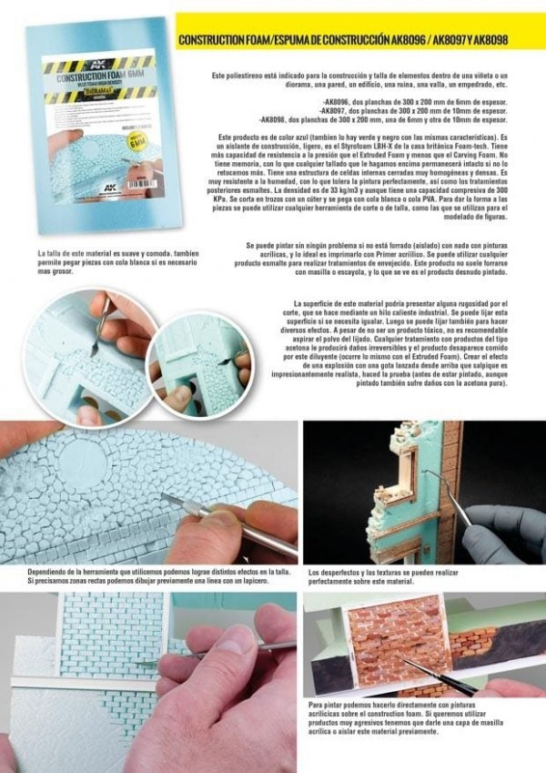 AK Interactive AK8096 CONSTRUCTION FOAM 6MM GREY FOAM HIGH DENSITY 195X295MM INCLUDES 2 SHEETS (pianka do budowy)