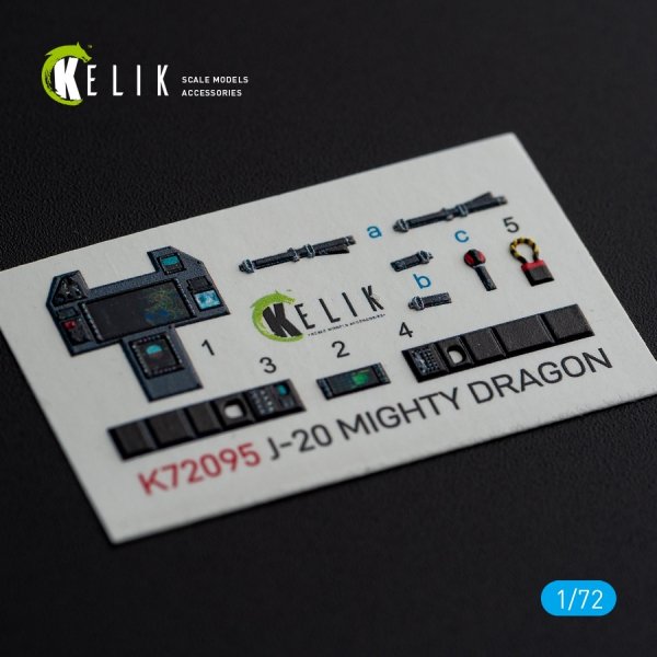 KELIK K72095 J-20 Mighty Dragon - interior 3D decals for Dream Model kit 1/72
