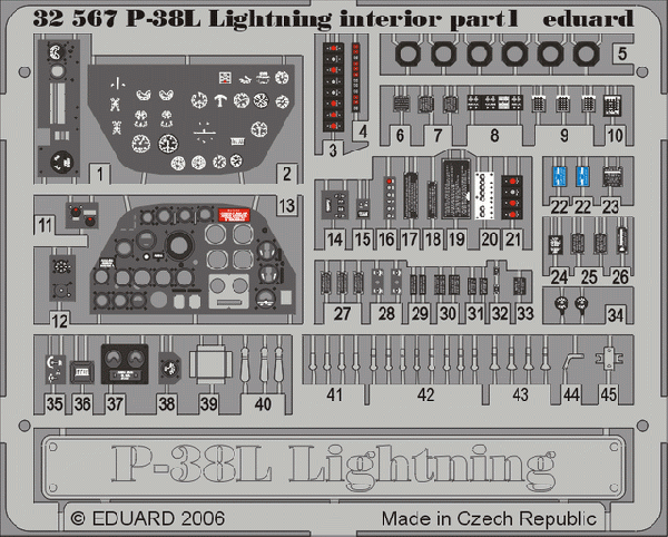 Eduard 32567 P-38L interior TRUMPETER 02227 1/32