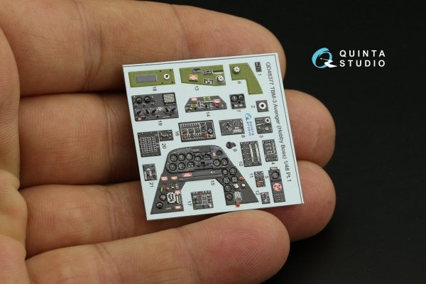 Quinta Studio QD48377 TBM-3 Avenger 3D-Printed &amp; coloured Interior on decal paper (Hobby Boss) 1/48