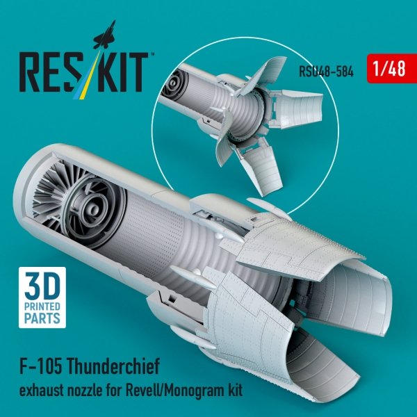 RESKIT RSU48-0584 F-105 Thunderchief exhaust nozzle for Revell/Monogram kit (3D Printed) (1/48)