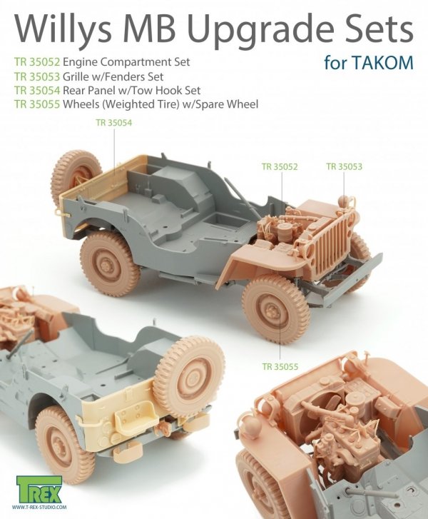 T-Rex Studio TR35053 Willys MB Grille w/Fenders Set for TAKOM 1/35