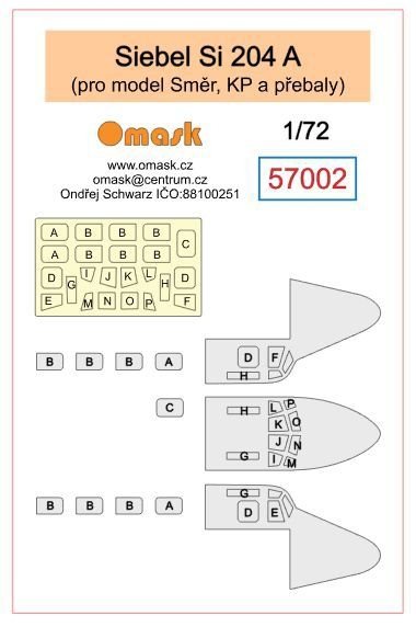 Omask 57002 Siebel Si 204 A (Smer, KP a prebaly) 1/72