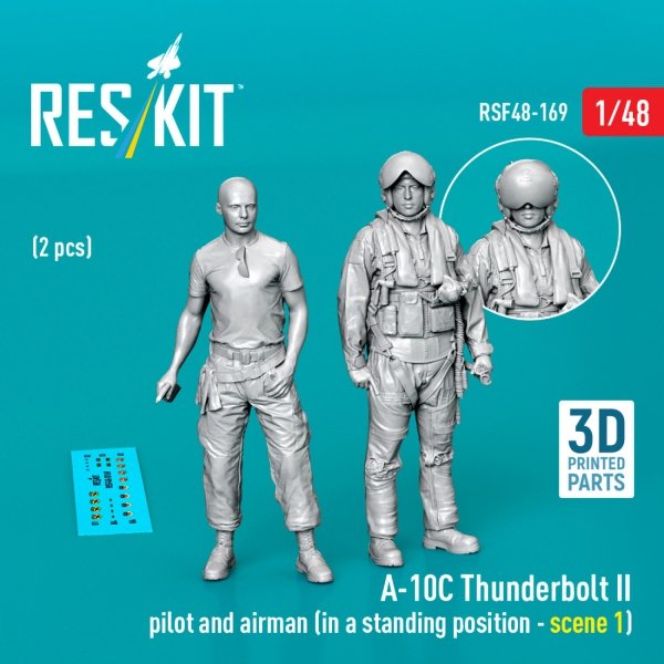 RESKIT RSF48-0169 A-10C Thunderbolt II pilot and airman (in a standing position - scene 1) (2 pcs) (3D Printed) (1/48)