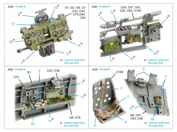 Quinta Studio QD35084 A6M2 Zero (Nakajima Prod.) 3D-Printed &amp; coloured Interior on decal paper (Border Model) 1/35