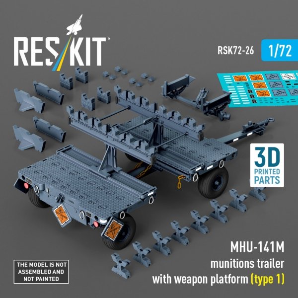 RESKIT RSK72-0026 MHU-141M munitions trailer with weapon platform (type 1) (3D Printed model kit) (1/72)