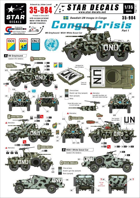 Star Decals 35-984 Congo Crisis 1 1/35