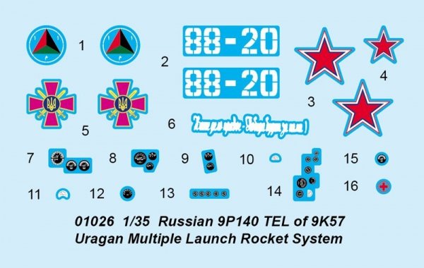 Trumpeter 01026 Russian 9P140 TEL of 9K57 Uragan Multiple Launch Rocket System 1/35