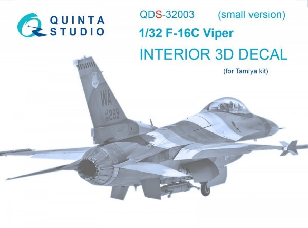 Quinta Studio QDS-32003 F-16C 3D-Printed &amp; coloured Interior on decal paper ( Tamiya ) (small version) 1/32