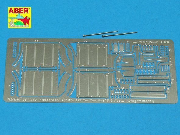 Aber 35A110 Front fenders for german medium tank Panther Ausf.A/D (1:35)