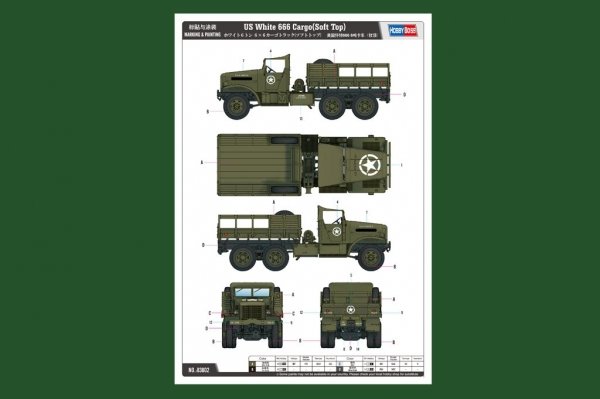 Hobby Boss 83802 US White 666 Cargo Soft Top (1:35)