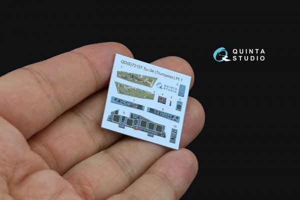 Quinta Studio QD+72157 Su-34 3D-Printed coloured Interior on decal paper (Trumpeter) (with 3D-printed resin part) 1/72