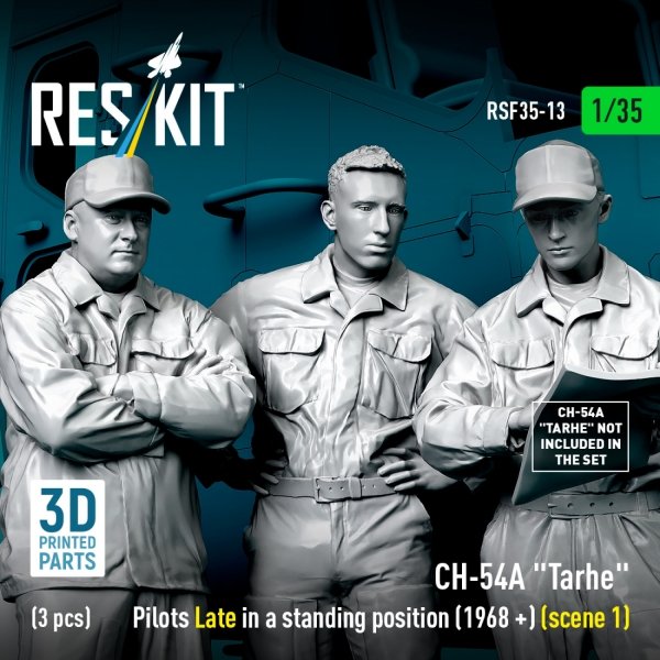 RESKIT RSF35-0013 CH-54A &quot;Tarhe&quot; pilots Late in a standing position (1968 +) (scene 1) (3 pcs) (3D Printed) 1/35