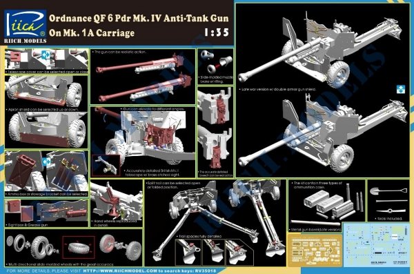 Riich Models RV35018 British Ordnance QF 6 pdr Mk IV Anti-Tank Gun and Mk 1a (1:35)