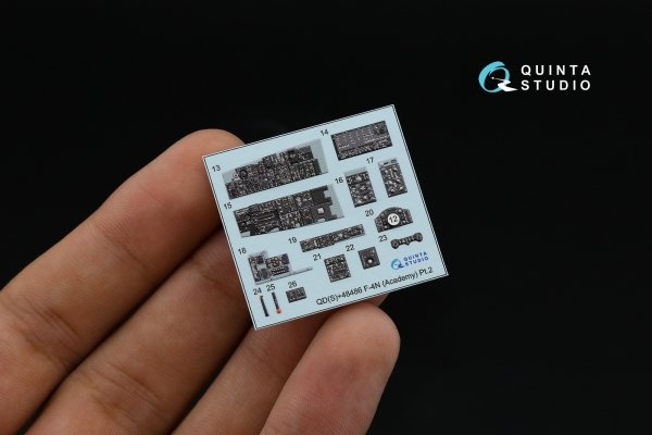 Quinta Studio QDS+48486 F-4N Phantom II 3D-Printed &amp; coloured Interior on decal paper (Academy) (Small version) (with 3D-printed resin parts) 1/48