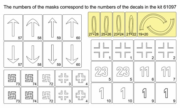 Omask 34047 Heinkel He-162 masks (for Miniart 48009) 1/48