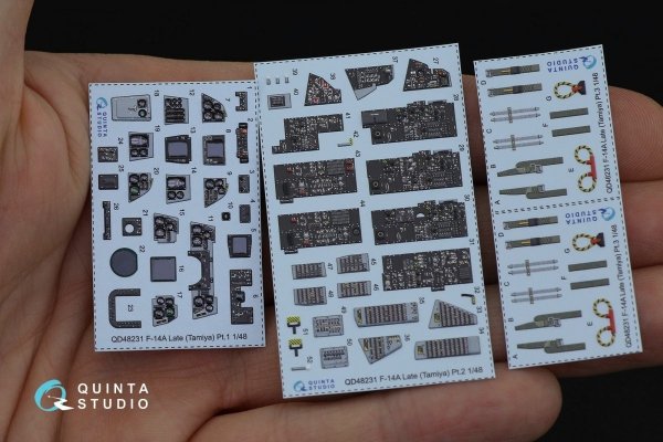 Quinta Studio QD48231 F-14A Late 3D-Printed &amp; coloured Interior on decal paper (for Tamiya kit) 1/48