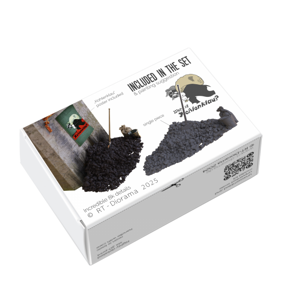 RT-Diorama 35496 Small Coal Pile Single - Piece Industrial Environment Asset - 3D Printed Parts 1/35