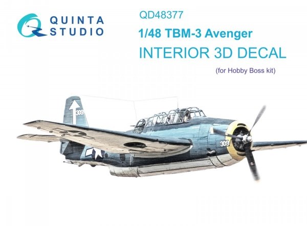 Quinta Studio QD48377 TBM-3 Avenger 3D-Printed &amp; coloured Interior on decal paper (Hobby Boss) 1/48
