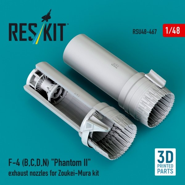 RESKIT RSU48-0467 F-4 (B, C, D, N) "Phantom II" exhaust nozzles for Zoukei-Mura kit (3D Printed) (1/48)