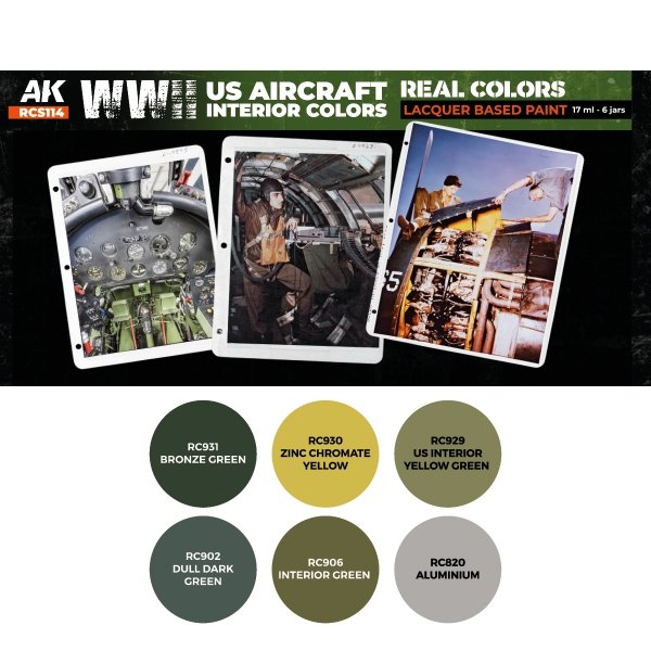 AK Interactive RCS114 WWII US Aircraft Interior Colors 6x17ml