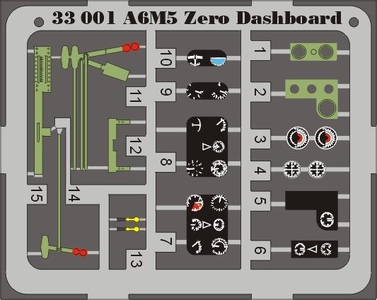 Eduard 33001 A6M5 Zero dashboard 1/32 Tamiya