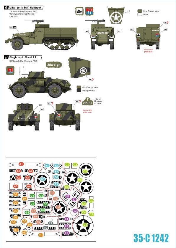 Star Decals 35-C1242 Polish Tanks in Italy 1943-45 # 3 1/35