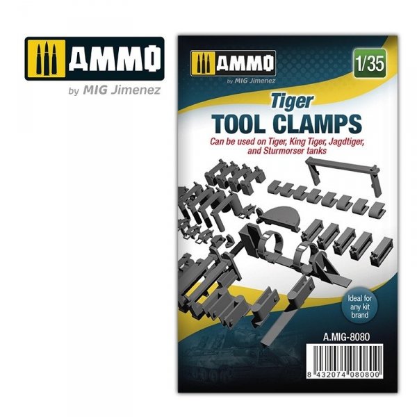 AMMO of Mig Jimenez 8080 Tiger tool clamps ( Tiger, King Tiger, Jagdtiger, and Sturmmörser ) 1/35