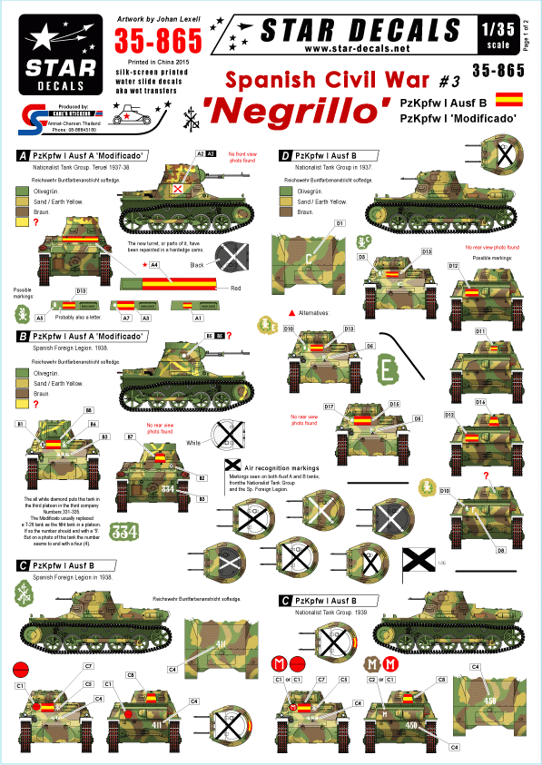 Star Decals 35-865 Spanish Civil War #3. 'Negrillo' 1/35