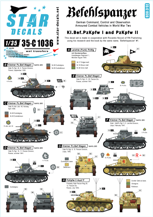 Star Decals 35-C1036 Befehlspanzer # 1 1/35