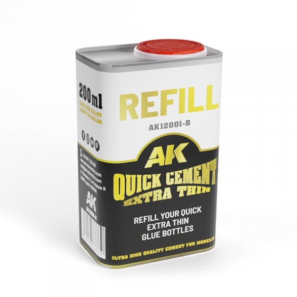 AK Interactive AK12001-B REFILL – QUICK CEMENT EXTRA THIN GLUE 200ml