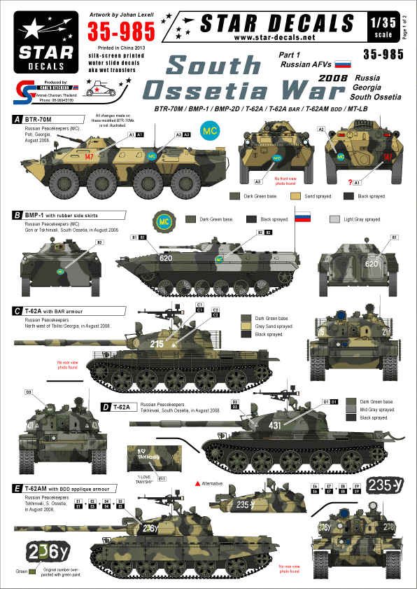 Star Decals 35-985 South Ossetia War 2008 1 1/35