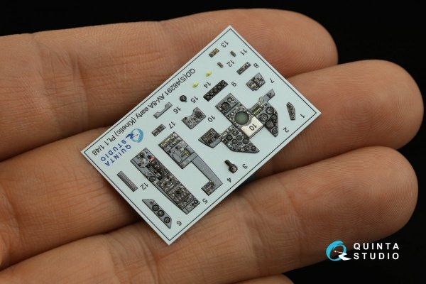Quinta Studio QDS-48291 AV-8A Early 3D-Printed &amp; coloured Interior on decal paper (Kinetic) (Small version) 1/48