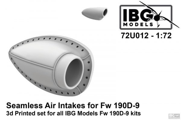 IBG 72U012 Seamless Air Intakes for Fw 190D-9 3D printed set for IBG kits 1/72