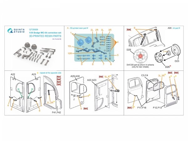 Quinta Studio QT35009 Dodge WC-54 detailing set (Zvezda) 1/35