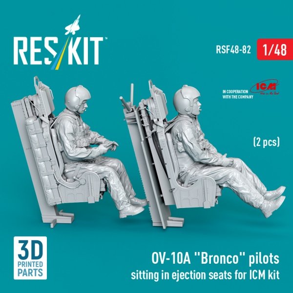 RESKIT RSF48-0082 OV-10A "Bronco" pilots sitting in ejection seats for ICM kit (2 pcs) (3D Printed) (1/48)