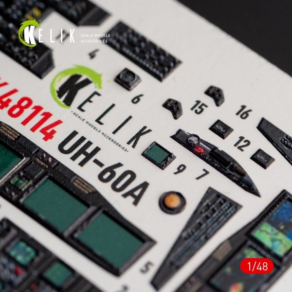 KELIK K48114 UH-60A Black Hawk - Type 2 &quot; Defence Intelligence of Ukraine&quot; interior 3D decals for ICM kit 1/48