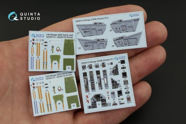 Quinta Studio QD48115 Mirage 2000B 3D-Printed &amp; coloured Interior on decal paper (for Kinetic kit) 1/48