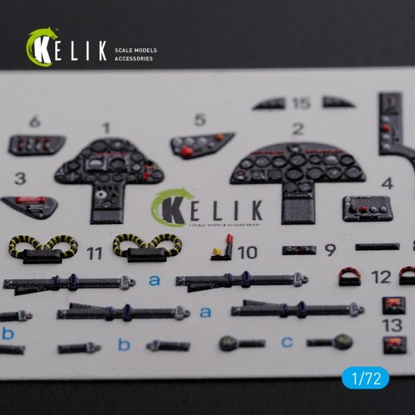 KELIK K72093 Folland Gnat T.1 interior 3D decals for Airfix kit 1/72