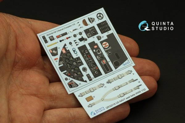 Quinta Studio QD32184 F8F-2 Bearcat 3D-Printed coloured Interior on decal paper (Trumpeter) 1/32