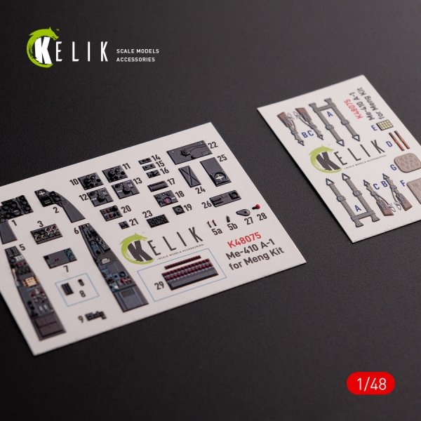 KELIK K48075 Messerschmitt Me-410 A1 interior 3D decals for Meng Model kit 1/48