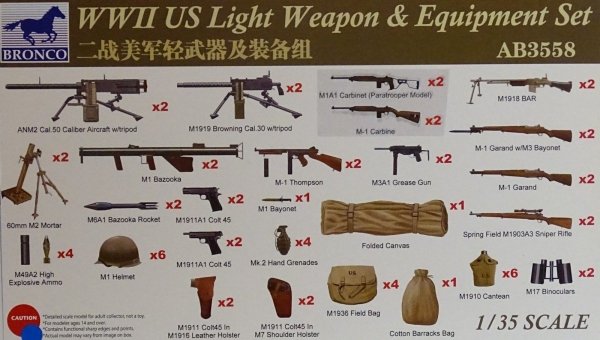 Bronco AB3558 WWII US Light Weapon and Equipment Set 1/35