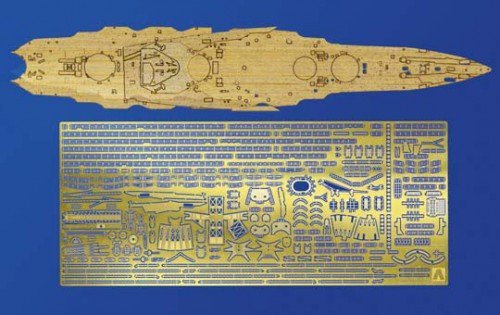 Aoshima 00460 I.J.N. BATTLESHIP YAMASHIRO 1944 RETAKE VER. DECK SHEET &amp; PHOTO ETCHED PARTS SET 1/700