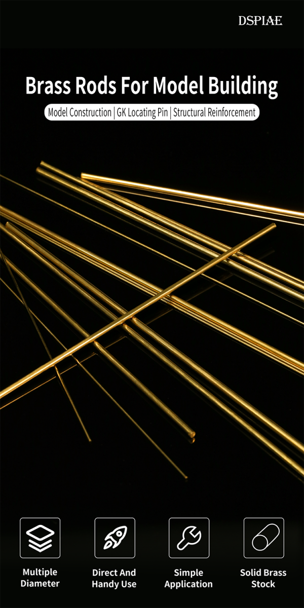 DSPIAE BB-1.5 Brass Rods For Model Building 1.5mm (8 PCS) / pręty miedziane