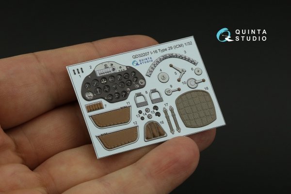 Quinta Studio QD32207 I-16 Type 29 3D-Printed coloured Interior on decal paper (ICM) 1/32