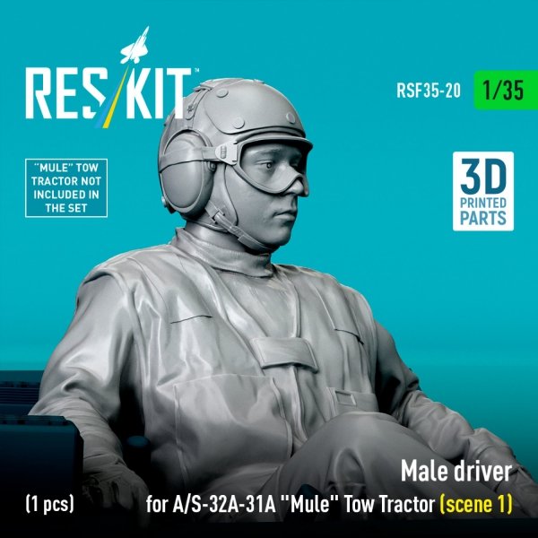 RESKIT RSF35-0020 Male driver for A/S-32A-31A "Mule" Tow Tractor (scene 1) (1 pcs) (3D Printed) (1/35)