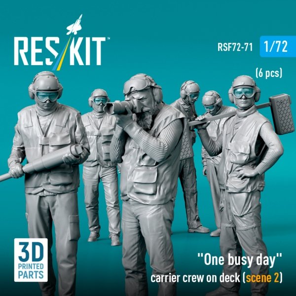 RESKIT RSF72-0071 "One busy day" carrier crew on deck (scene 2) (6 pcs) (3D Printed) (1/72)
