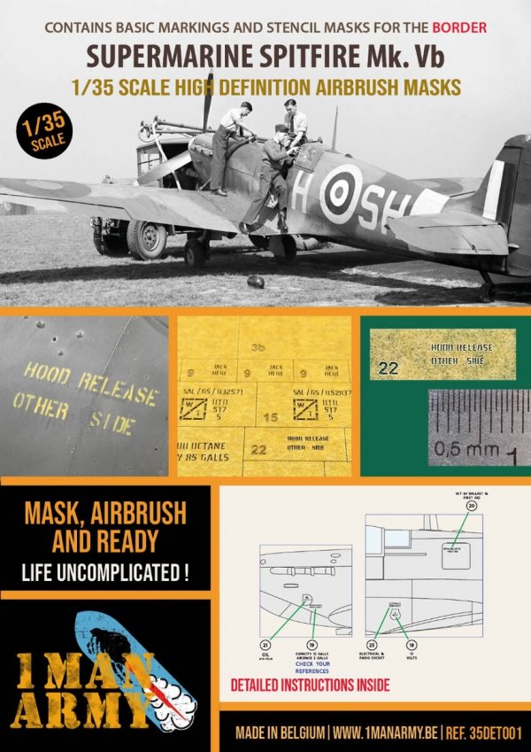 1 Man Army 35DET001 Supermarine Spitfire Mk.Vb for Border kits 1/35